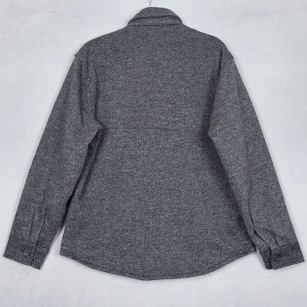 Banana Republic Shirt Jacket Mens Small Gray Herringbone Button Front Lined